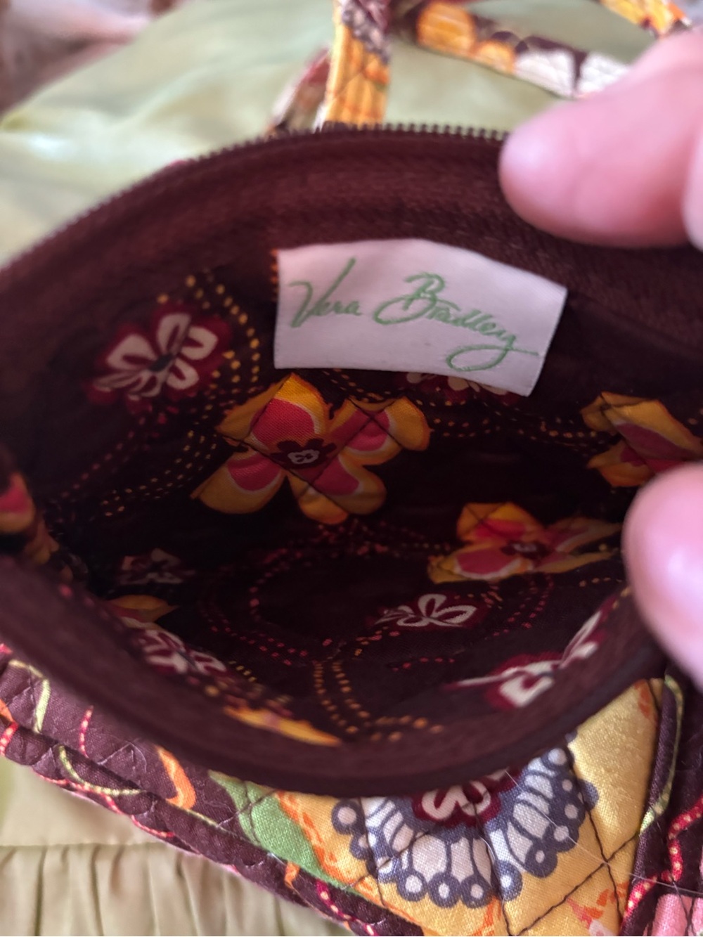 Vera Bradley Pink & Yellow Quilted Tote Bag coin purse - Picture 5 of 6